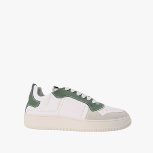 Sneaker RE Step Army new Sneakers sostenibili bianca e verde uomo con suola alta bianca, logo RE inciso e dettagli in pelle riciclata – scarpe eco-friendly Made in Italy per look casual contemporanei. Scarpe sostenibili. Prodotte in Italia, nelle Marche.